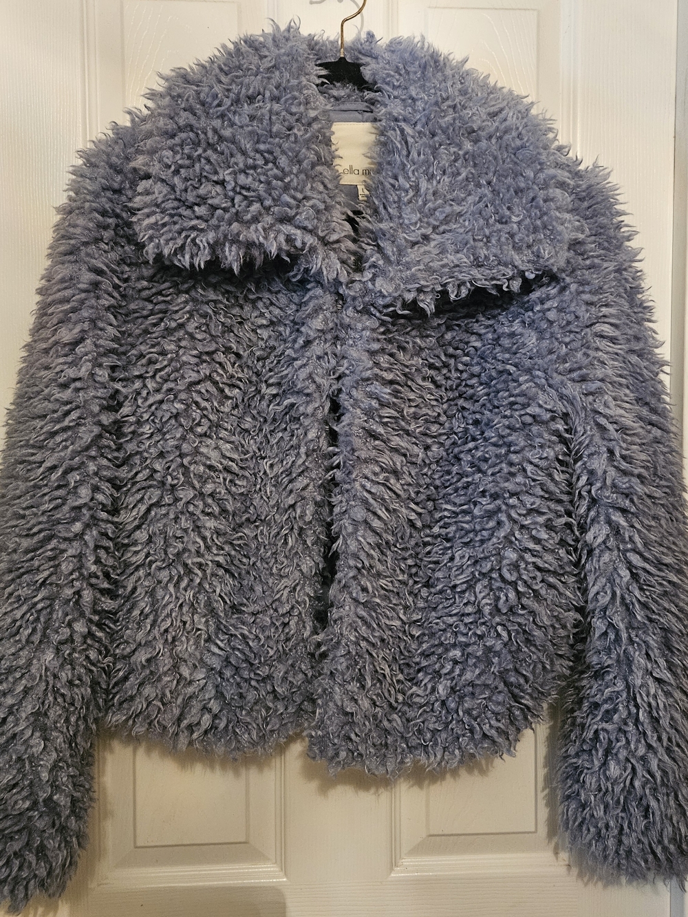 Ella Moss Blue Shaggy Faux Shearling Jacket